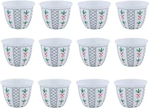 Al Saif Al-Badia Porcelain Cawa Cup Set 12-Pieces, Large, Green