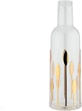 Al Saif Acrylic Printing Design 10 Water Bottle, 4 cm Top Diameter x 28 cm Height, Transparent/Gold