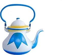 Al Saif Leaf Design Enamelware Morocco Tea Kettle, 3.0 Liter Capacity, Blue