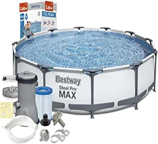 Bestway Steel Pro Max Frame Pool Set with Filter Pump, 366 cm x 76 cm Size, Blue