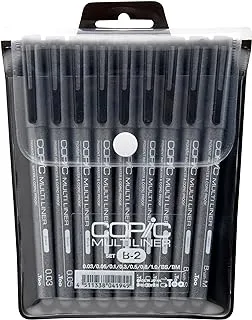 مجموعة أقلام حبر متعددة الخطوط من 9 قطع من كوبيك ، B-2 ، أسود (MLB2)