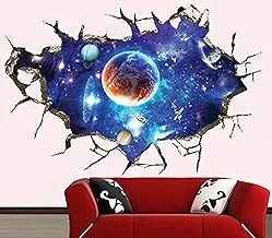 3D Space Galaxy Planet Wall Stickers For Home Decoration, Multi Color