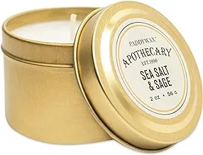 Paddywax Candles Apothecary Collection Travel Tin Scented Candle, 2 oz, Sea Salt & Sage
