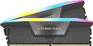 Corsair Vengeance RGB DDR5 32 جيجابايت (2 × 16 جيجابايت) 5200 ميجاهرتز C40 AMD ذاكرة سطح مكتب محسنة (إضاءة ديناميكية عشر مناطق RGB ، تنظيم الجهد على متن الطائرة ، توافق مع AMD® Expo ، أوقات استجابة ضيقة) رمادي بارد