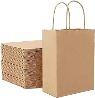 ECVV Gift Bags 48 Pieces Set Eco-Friendly Paper Bags With Handles Bulk Paper Bags Shopping Bags Kraft Bags Retail Bags Party Bags (BROWN, 27 * 22 * 11 Cm)