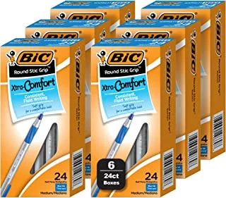 أقلام حبر جاف زرقاء مستديرة Stic Xtra Comfort من BIC، ذات نقطة متوسطة (1.0 مم)، عبوة مكونة من 144 قلمًا بالجملة، رقم 1 أقلام حبر جاف الأكثر مبيعًا
