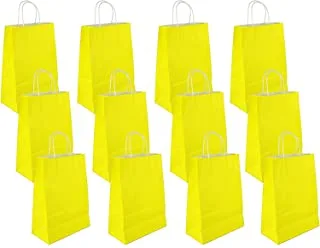 ECVV Gift Bags 12 Pieces Set Eco-Friendly Paper Bags With Handles Bulk Paper Bags Shopping Bags Kraft Bags Retail Bags Party Bags (YELLOW, 27 * 22 * 11 Cm)