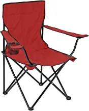 كرسي التخييم القابل للطي YANEK | كرسي الشاطئ المحمول مع حامل الكأس | مع حقيبة حمل | للصيد والتخييم والنزهات والشواء والشاطئ والأنشطة الخارجية الأخرى (أحمر)