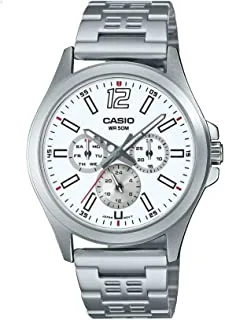 Casio Men Watch Analog Multi Hand White Dial Stainless Steel Band MTP-E350D-7BVDF