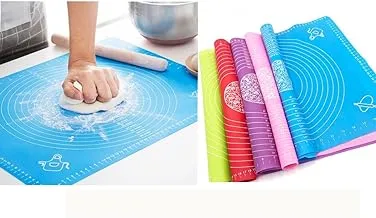 ECVV Silicone Baking Mat For Pastry Rolling With Measurements, Liner Heat Resistance Table Placemat Pad Pastry Board, REUsable Non-Stick Silicone Baking Mat For Housewife, (ASSORTED)