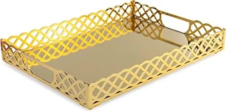 صينية ليزر بنمط منسوج من زيف ذهبي 40 × 30 × 6 سم