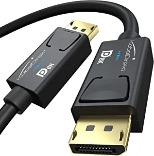 KabelDirekt - 2M - DisplayPort Cable, DP 1.4 Certified, VESA (8K at 60Hz, 144Hz, HDR10 ideal for Gaming Monitors, Freesync/G-Sync, Officially Tested with VESA instructions, Black)
