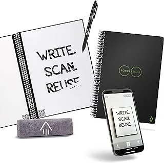 Rocketbook Smart REUsable Notebook - Dot-Grid Eco-Friendly Notebook With 1 Pilot Frixion Pen & 1 Microfiber Cloth Included - Infinity Black Cover, Executive Size (6