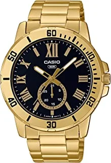 Casio Men Watch Analog Black Dial Gold ion Plated Stainless Steel Case and Band MTP-VD200G-1BUDF