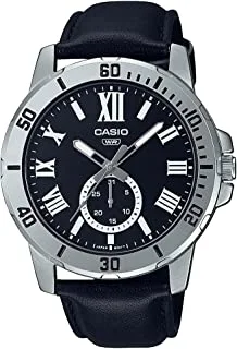 Casio Men Watch Analog Black Dial Leather Band MTP-VD200L-1BUDF
