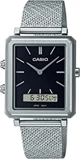 Casio Men Watch Analog Digital Black Dial Stainless Steel Mesh Band MTP-B205M-1EDF