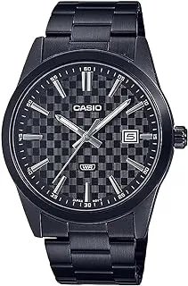 Casio Men'sAnalog Black Dial Stainless Steel Black ion Plated Band