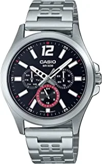 Casio Men Watch Analog Multi Hand Black Dial Stainless Steel Band MTP-E350D-1BVDF