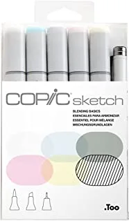 Copic Sketch, Alcohol-based Markers, 5 pcs + Multiliner Pen SP, Blending Basics
