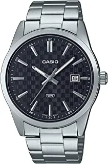 Casio Men Watch Analog Date Display Black Dial Stainless Steel Band MTP-VD03D-1AUDF