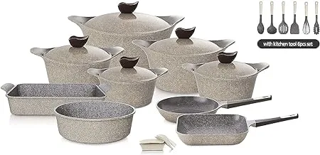 Neoflam Aeni Granite Cookware, Beige 20 Pieces 116295