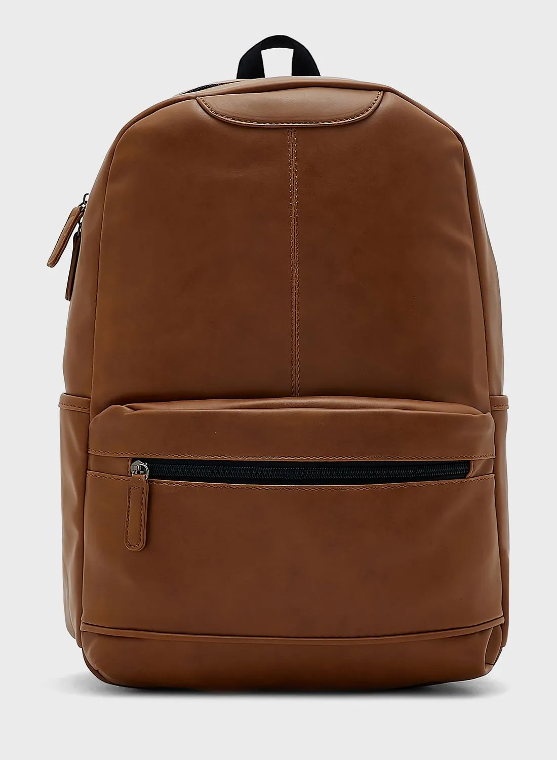 Robert Wood Men's Faux Leather Backpack With Laptop Sleeve