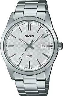 Casio Men Watch Analog Date Display White Dial Stainless Steel Band MTP-VD03D-7AUDF