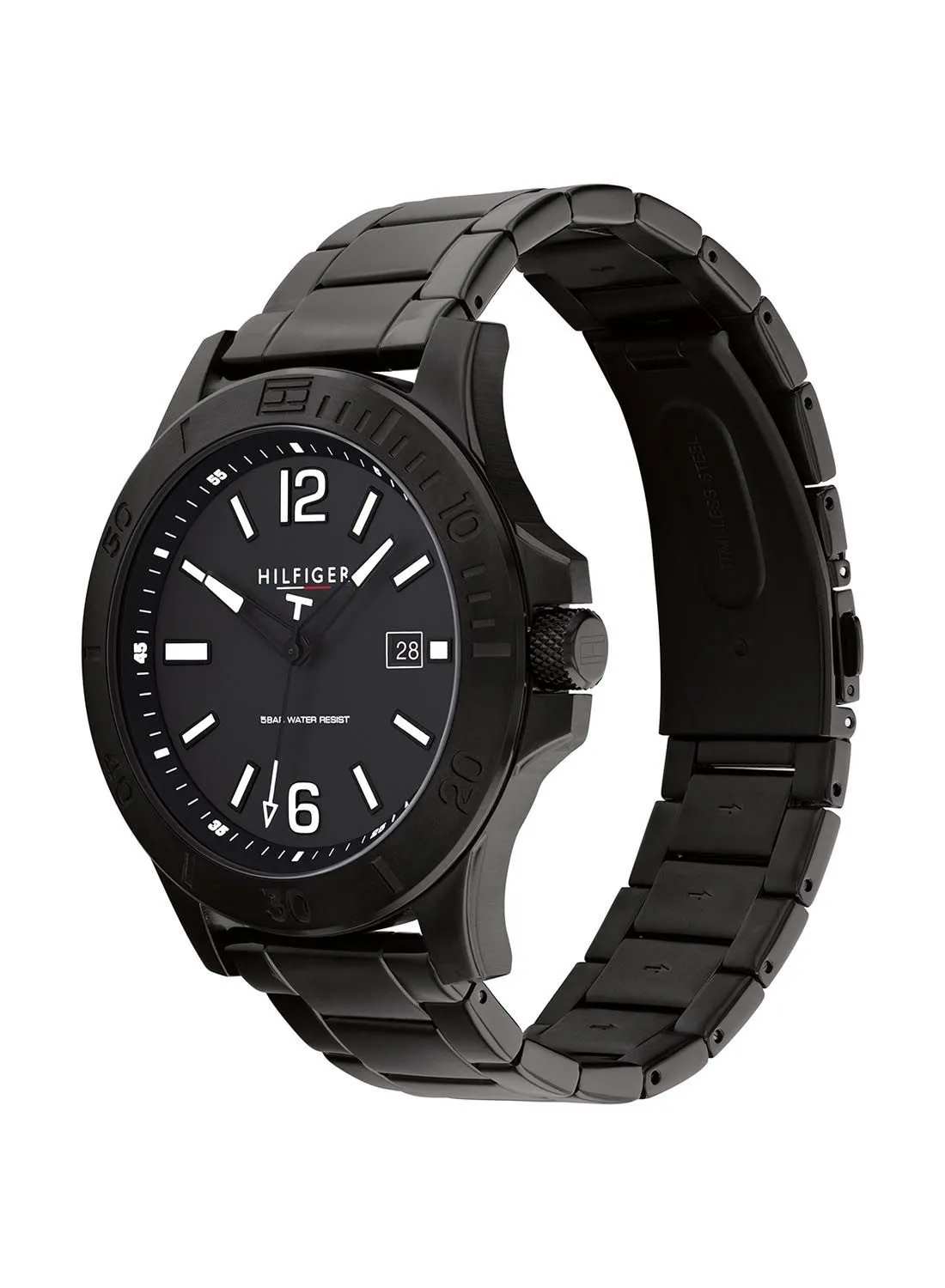 TOMMY HILFIGER TOMMY HILFIGER RYAN MEN's BLACK DIAL, IONIC PLATED BLACK STEEL WATCH - 1791996