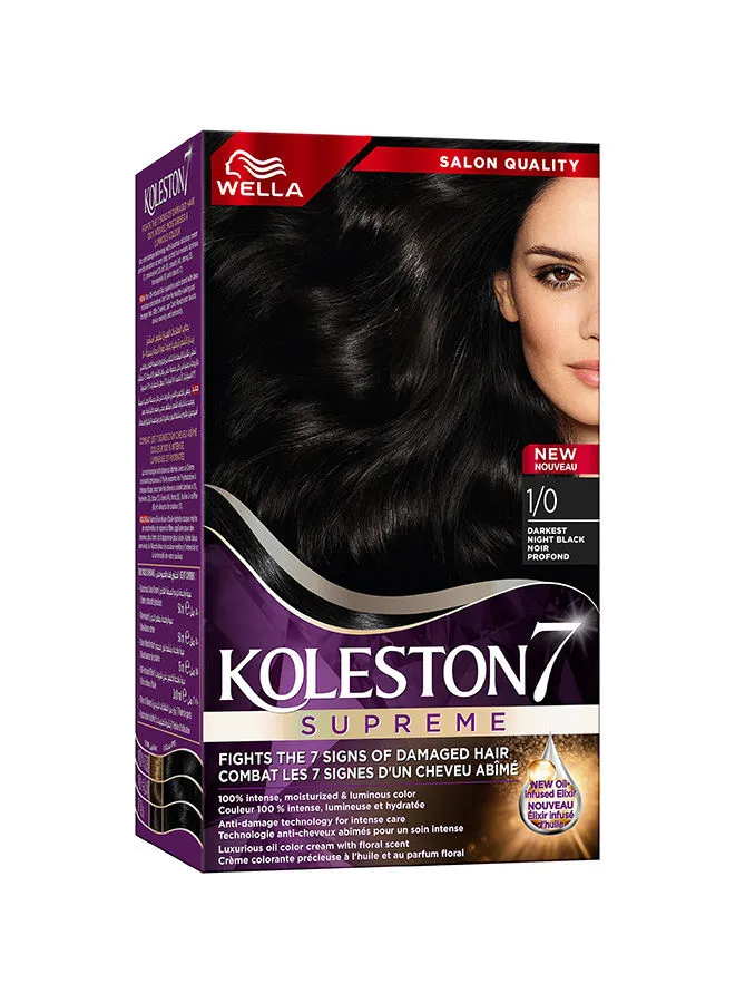 WELLA Koleston Supreme Hair Color 1/0 Darkest Night Black