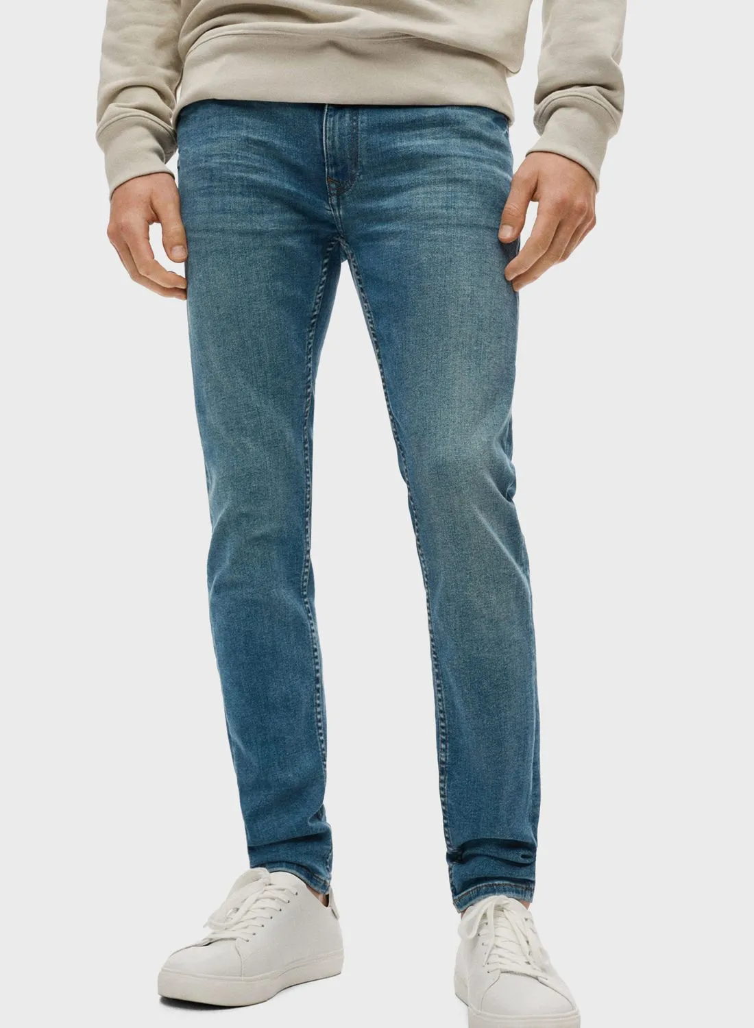 Mango Man Mid Wash Skinny Fit Jeans