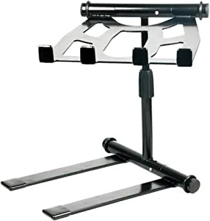Pyle Portable Folding Laptop Stand - Standing Table with Adjustable Angle, Foldable Height and Four Prong Anti-Slip Tray for iPad, Tablet, DJ Mixer, Workstation, Gaming and Home Use - PLPTS55