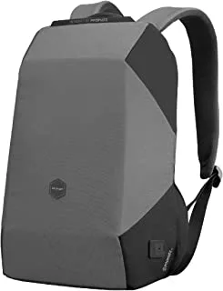 Promate Laptop Backpack, Premium Eco-Friendly Water-Resistant Backpack with Anti-Theft Zippers, Secure Hidden Pocket, Comfortable Straps and USB Charging Port, UrbanPack-BP Grey, Grey, Standard