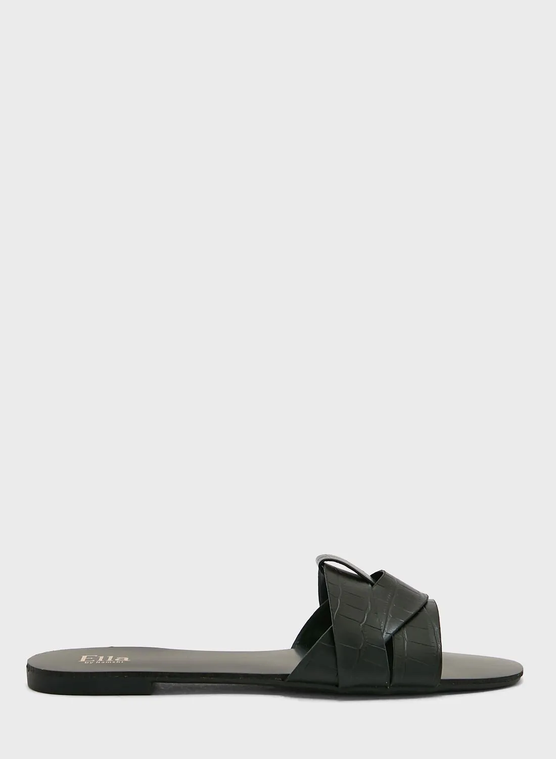 ELLA Croc Effect Woven Design Flat Sandal