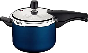 Tramontina Vancouver 20cm 4.5L Blue Aluminum Pressure Cooker with Easy to Clean Interior and Exterior Starflon Max PFOA Free Nonstick Coating