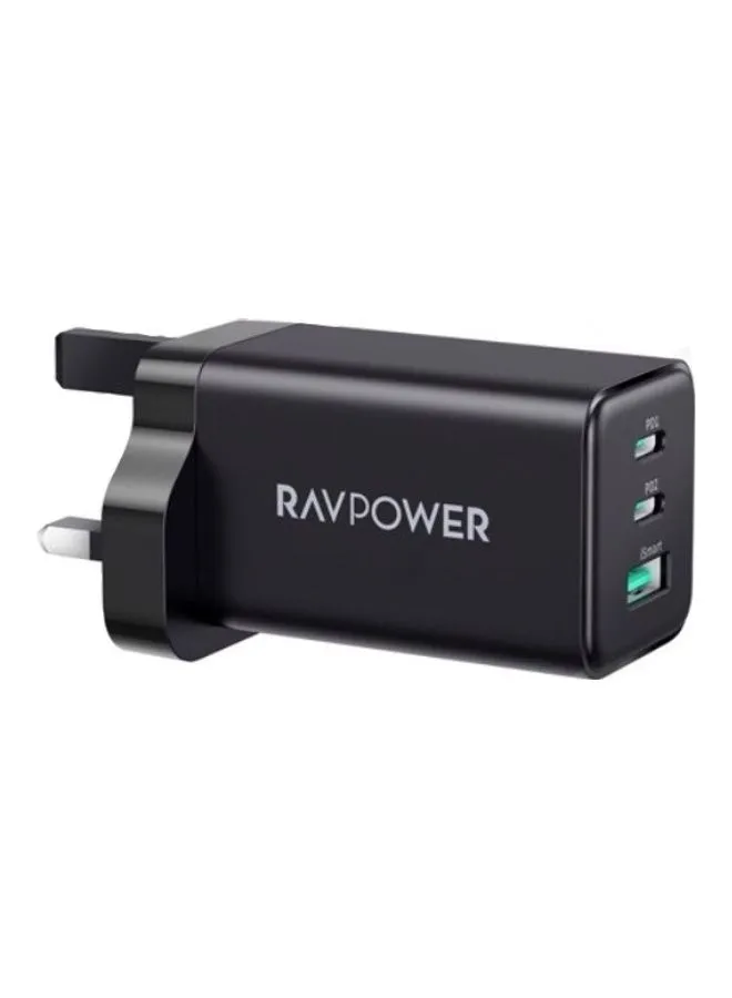 RAVPOWER 65W 3-Port Wall Charger Black