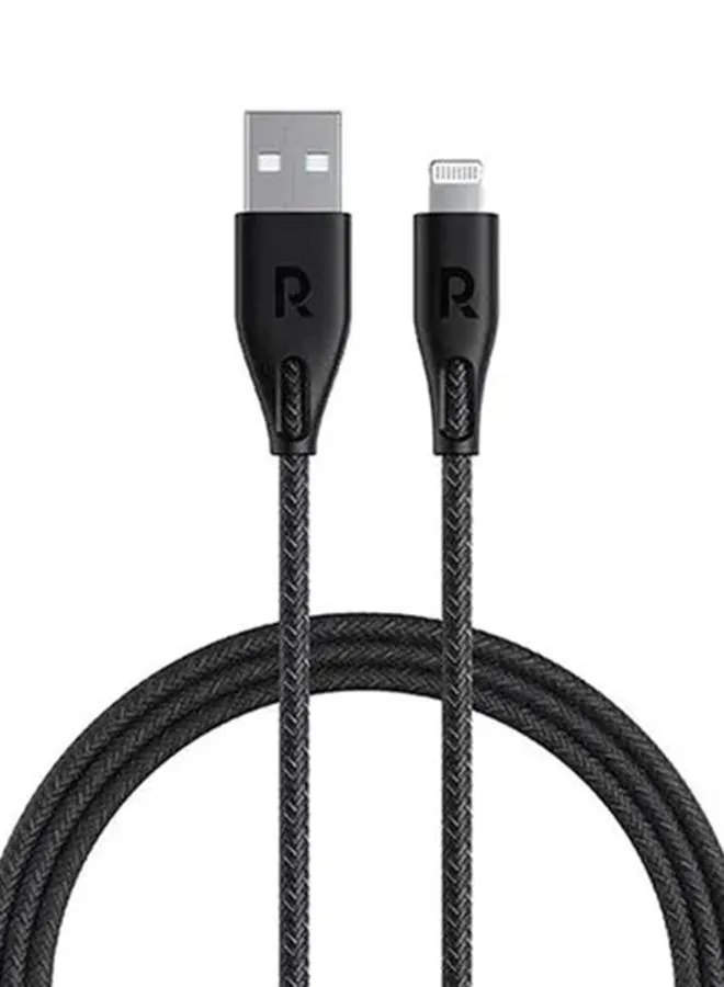 RAVPOWER Nylon USB-A To Lightning Cable 3M Black
