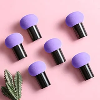 Xing-Ruiyang Foundation Powder Mushroom Puff Sponge Makeup Brush 6-Piece Set, Purple