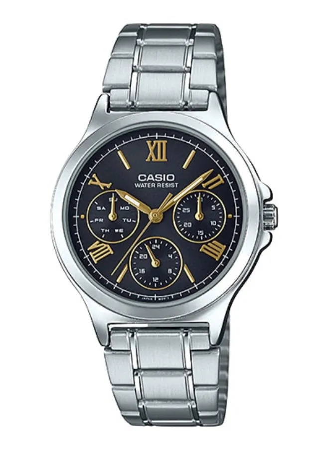 CASIO Women's Stainless Steel Round Shape Analog Watch LTP-V300D-1A2UDF - 33 Mm - Silver