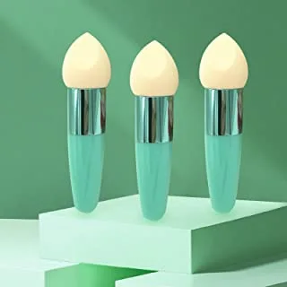 Xing-Ruiyang Foundation Blending Makeup Wedge Sponge with Handle 3-Piece Set, Green