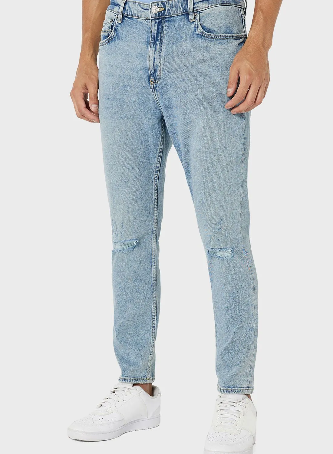 Mango Man Distressed Straight Fit Jeans