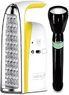 Geepas GEFL4677 Rechargeable LED Lantern and Flashlight, White/Yellow