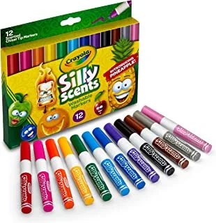 Crayola Silly Scents Scented Markers, Washable Markers, 12 Count, Gift for Kids