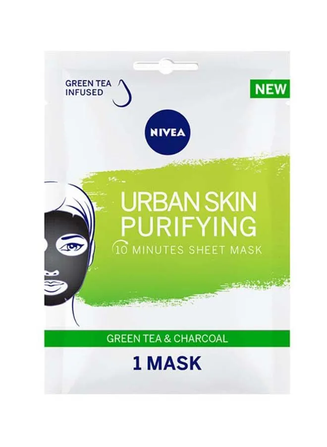 Nivea Urban Skin Purifying Face Sheet Mask, Green Tea And Charcoal, 1 Piece