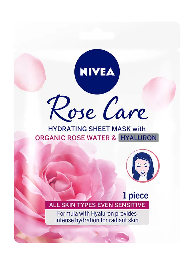 Nivea Rose Care Hydrating Face Sheet Mask For All Skin Types 2.96grams