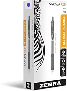 Zebra Pen Sarasa أقلام حبر جل قابلة للسحب ، نقطة متوسطة ، 0.7 مم ، حبر أزرق ، 12 عبوة
