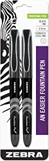 مجموعة أقلام حبر Zebra Pen ، Fine Point 0.6mm ، حبر أسود غير سام ، سن من الفولاذ المقاوم للصدأ ، يمكن التخلص منه ، عبوتان (48312)