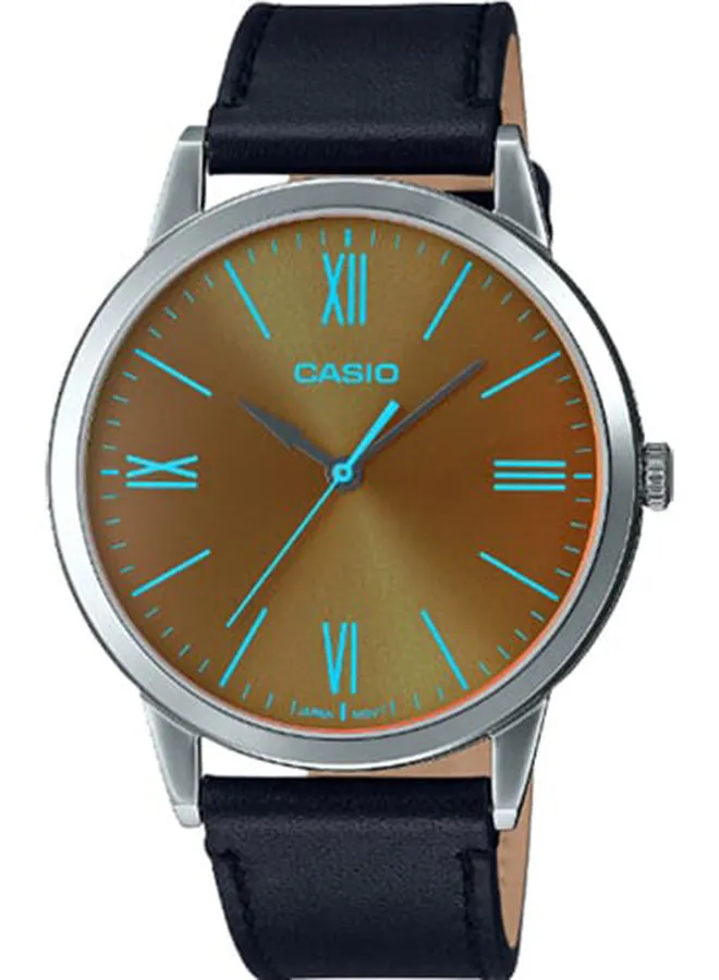 CASIO Men Watch Analog Brown Dial Leather Band MTP-E600L-1BDF