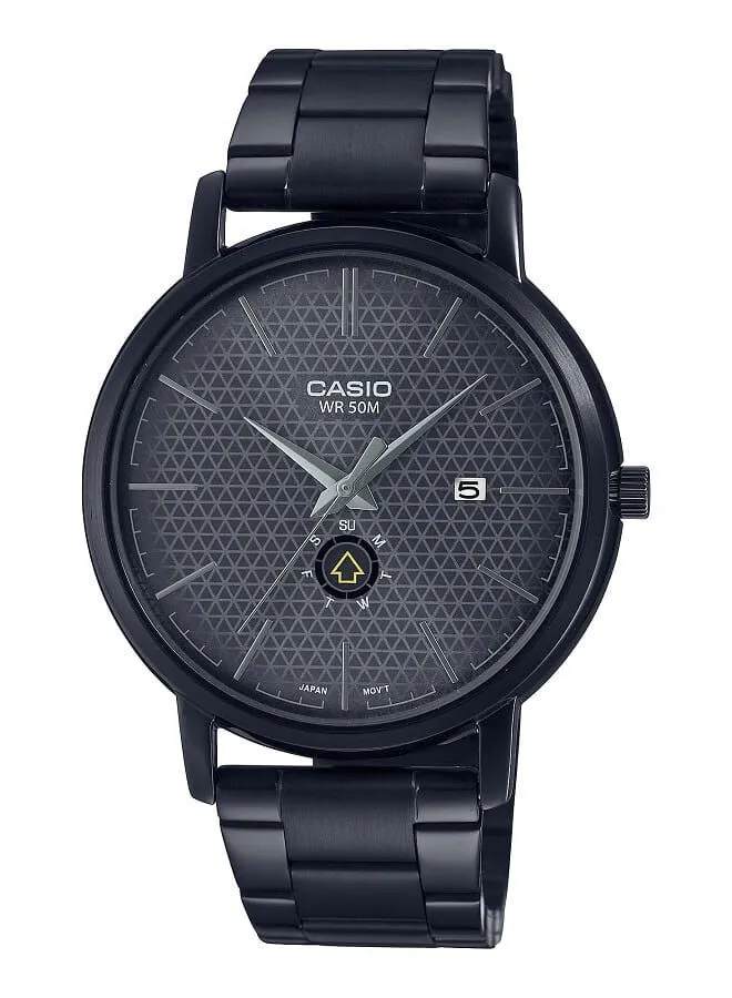 CASIO Men Watch Analog Black Dial Stainless Steel Ion Plated Case And Band MTP-B125B-8AVDF