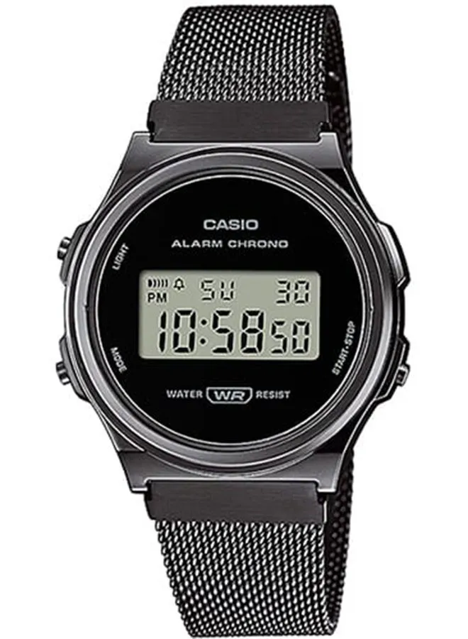 CASIO Unisex Digital Vintage Stainless Steel Mesh Band Wrist Watch A171WEMB-1ADF