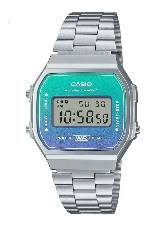 ساعة يد رقمية من الستانلس ستيل من كاسيو A168WER-2ADF